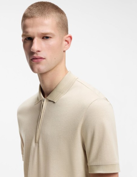 COTTON BLEND POLO SHIRT WITH ZIP PLACKET