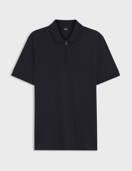 COTTON BLEND POLO SHIRT WITH ZIP PLACKET
