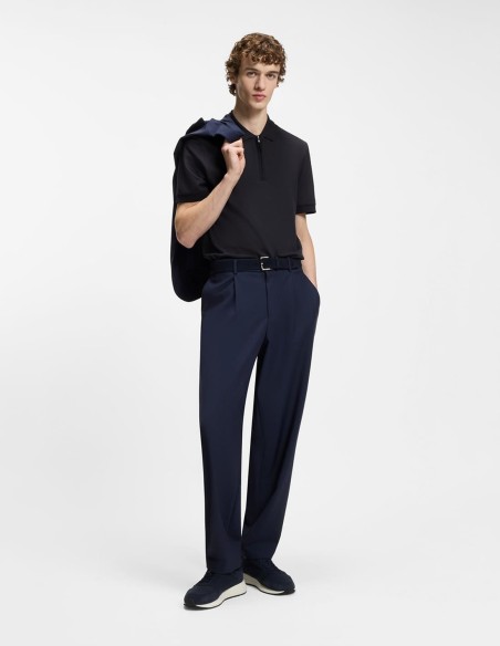 COTTON BLEND POLO SHIRT WITH ZIP PLACKET