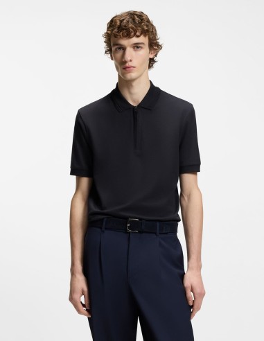 COTTON BLEND POLO SHIRT WITH ZIP PLACKET