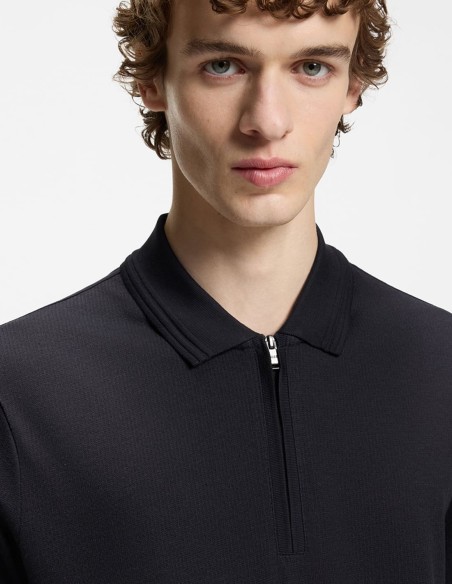COTTON BLEND POLO SHIRT WITH ZIP PLACKET