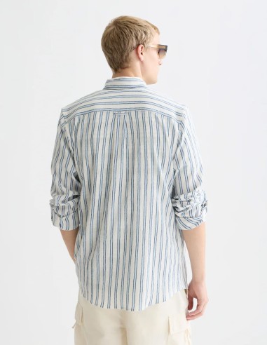 STRIPED CRINKLE STRUCTURE SHIRT