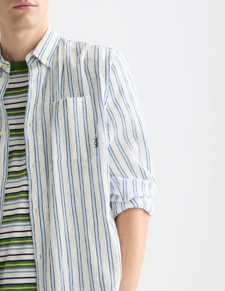 STRIPED CRINKLE STRUCTURE SHIRT