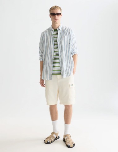 STRIPED CRINKLE STRUCTURE SHIRT