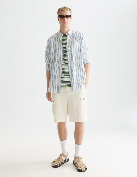 STRIPED CRINKLE STRUCTURE SHIRT