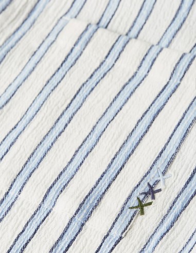 STRIPED CRINKLE STRUCTURE SHIRT