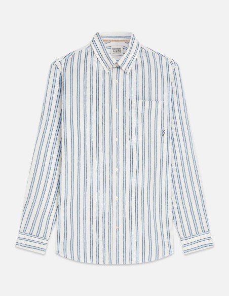 STRIPED CRINKLE STRUCTURE SHIRT