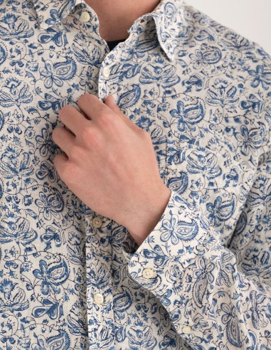 ΠΟΥΚΑΜΙΣΟ FLORAL PRINTED LINEN POCKET...