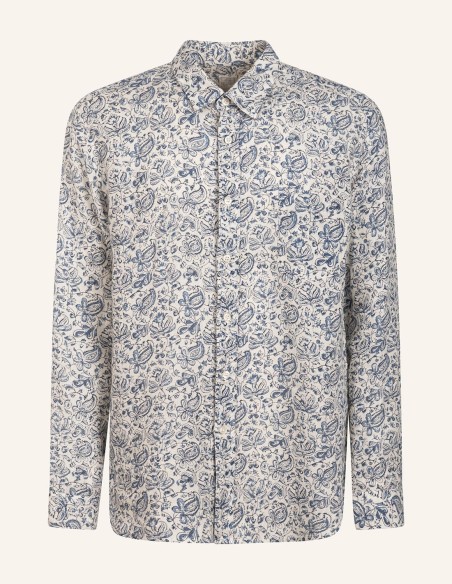 ΠΟΥΚΑΜΙΣΟ FLORAL PRINTED LINEN POCKET REGULAR FIT