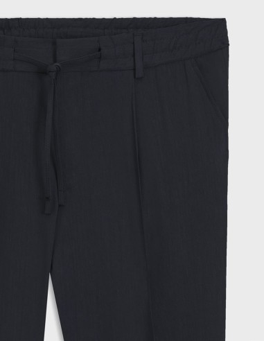 TAPERED FIT TROUSERS IN A LINEN BLEND