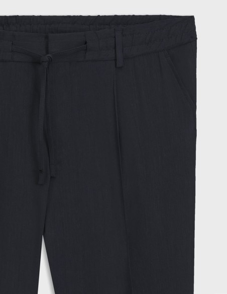 TAPERED FIT TROUSERS IN A LINEN BLEND