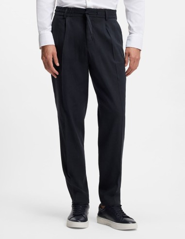 TAPERED FIT TROUSERS IN A LINEN BLEND