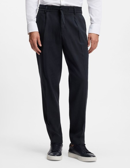 TAPERED FIT TROUSERS IN A LINEN BLEND