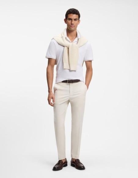 COTTON LINEN POLO SHIRT WITH JOHNNY COLLAR