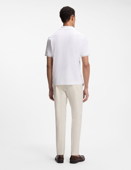 COTTON LINEN POLO SHIRT WITH JOHNNY COLLAR