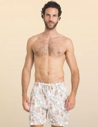 PRINTED LINEN PANTABASKET CASABLANCA