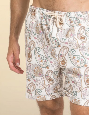 PRINTED LINEN PANTABASKET CASABLANCA