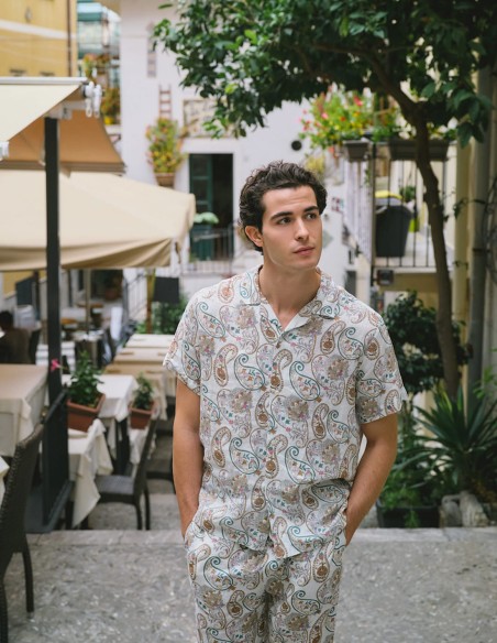 ΒΕΡΜΟΥΔΑ PRINTED LINEN PANTABASKET CASABLANCA