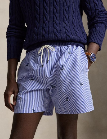 SAILBOAT ON STRIPE TRAVELLER SWIMMING TRUNK