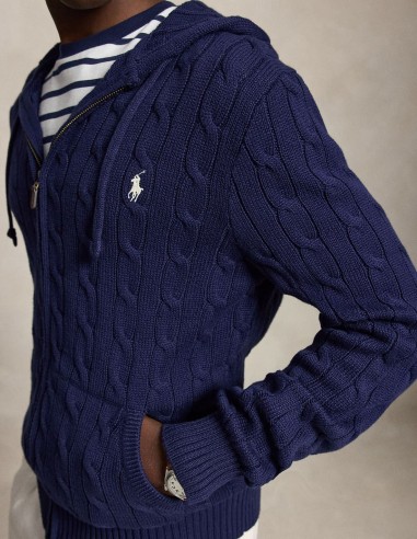 ΖΑΚΕΤΑ CABLE-KNIT COTTON HOODED