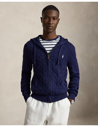 CABLE-KNIT COTTON HOODED... 2