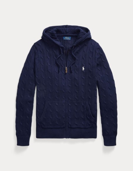 ΖΑΚΕΤΑ CABLE-KNIT COTTON HOODED