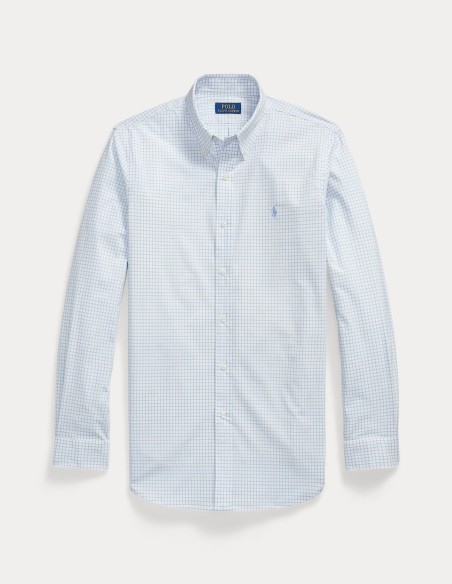 CUSTOM FIT CHECKED STRETCH POPLIN SHIRT