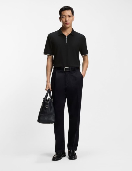 COTTON-PIQUE POLO SHIRT WITH ZIP NECK