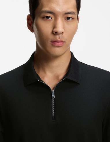 COTTON-PIQUE POLO SHIRT WITH ZIP NECK