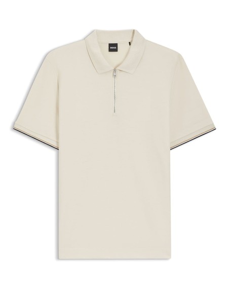 COTTON-PIQUE POLO SHIRT WITH ZIP NECK