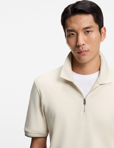 COTTON-PIQUE POLO SHIRT WITH ZIP NECK