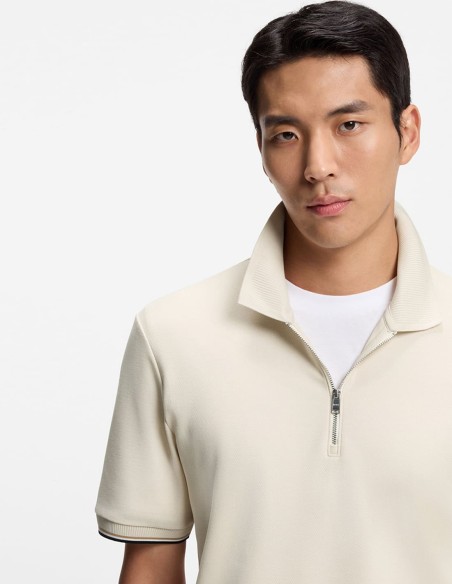 COTTON-PIQUE POLO SHIRT WITH ZIP NECK