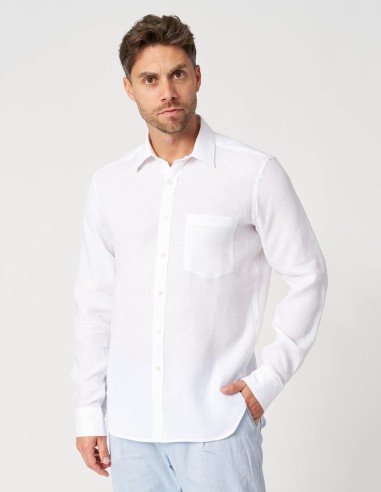 REGULAR FIT LINEN POCKET SHIRT