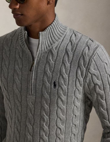 ΠΟΥΛΟΒΕΡ CABLE-KNIT COTTON QUARTER-ZIP
