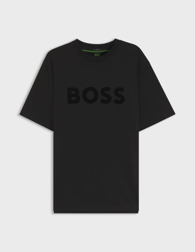 T-SHIRT TONAL FLOCK-LOGO STRETCH COTTON