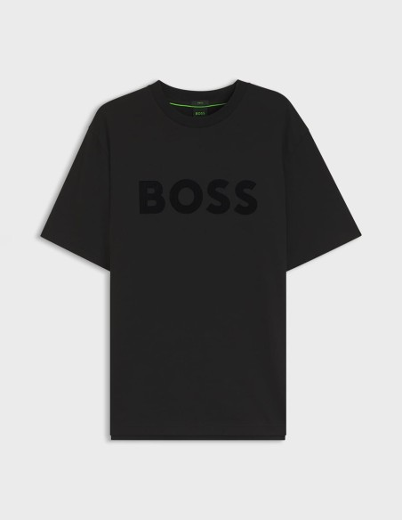 T-SHIRT TONAL FLOCK-LOGO STRETCH COTTON