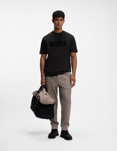 T-SHIRT TONAL FLOCK-LOGO STRETCH COTTON