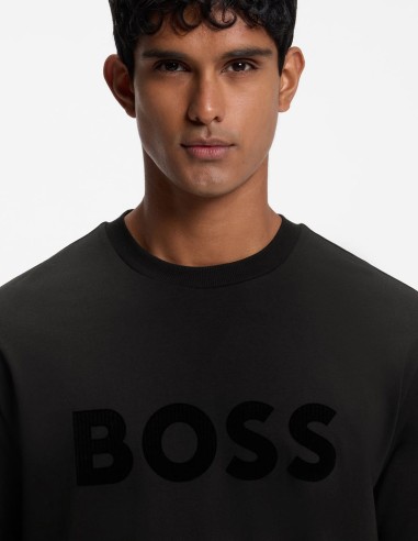 T-SHIRT TONAL FLOCK-LOGO STRETCH COTTON