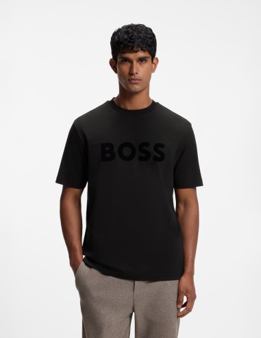 T-SHIRT TONAL FLOCK-LOGO STRETCH COTTON