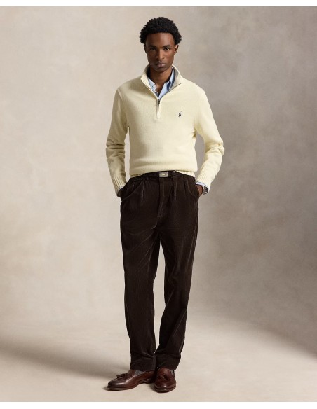 QUARTER-ZIP COTTON MOCKNECK JUMPER