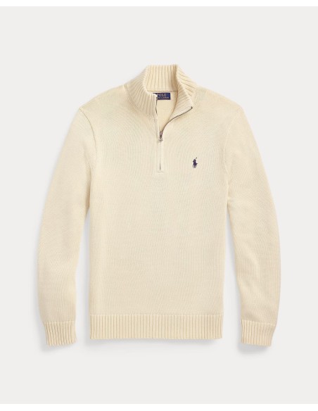 QUARTER-ZIP COTTON MOCKNECK JUMPER