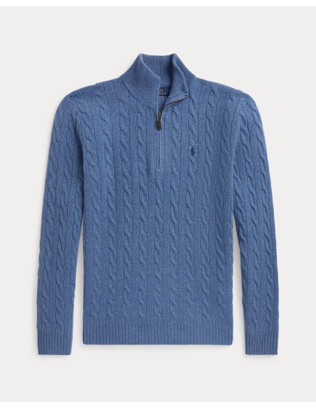 CABLE-KNIT WOOL-CASHMERE QUARTER-ZIP JUMPER