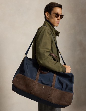 SUEDE-TRIM DUFFEL BAG