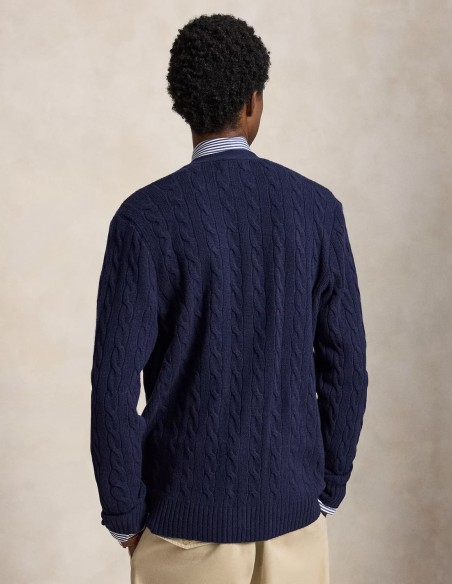CABLE-KNIT WOOL-CASHMERE CARDIGAN