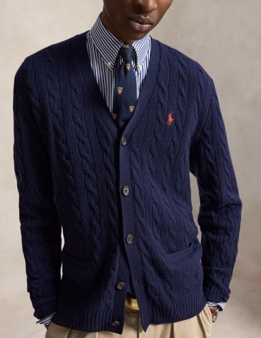 CABLE-KNIT WOOL-CASHMERE CARDIGAN