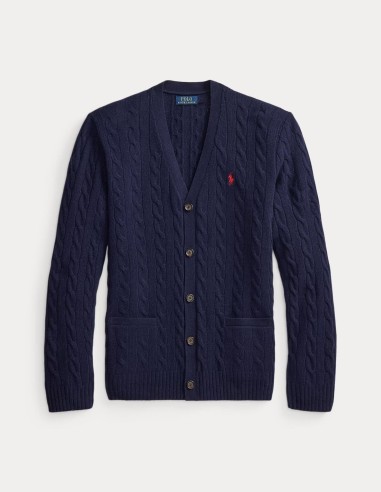CABLE-KNIT WOOL-CASHMERE CARDIGAN