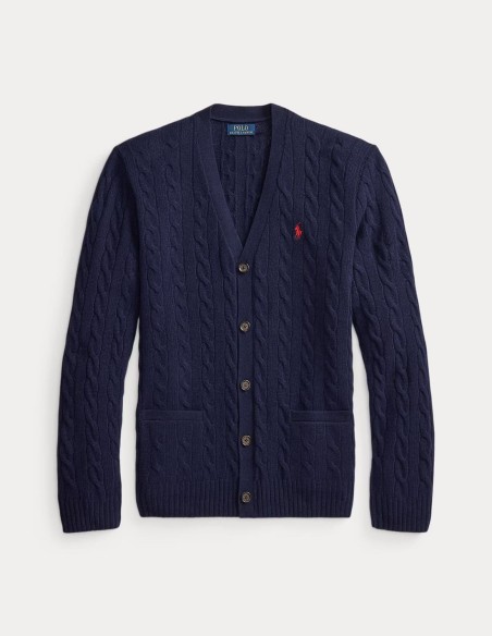 CABLE-KNIT WOOL-CASHMERE CARDIGAN