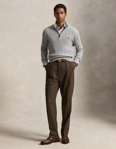 CABLE KNIT COTTON MOCKNECK JUMPER