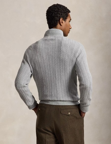 CABLE KNIT COTTON MOCKNECK JUMPER