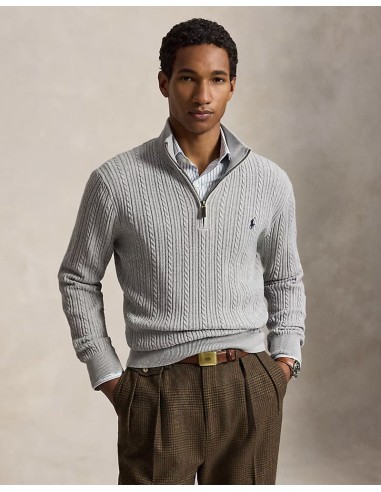 CABLE KNIT COTTON MOCKNECK JUMPER